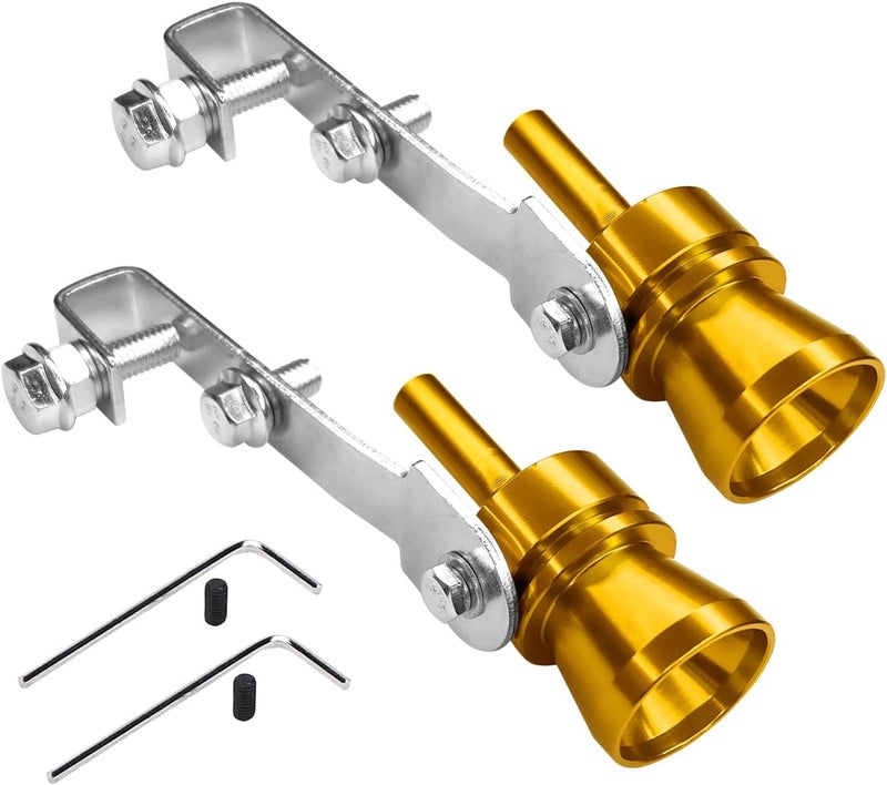 Hirificing 2PCS Exhaust Turbo Whistle, Loud Turbo Sound Booster Exhaust Muffler Pipe Aluminum Alloy Whistle,Car Roar Maker Turbo Sound Enhancer Whistle Simulator(XL-Gold) - Image 1